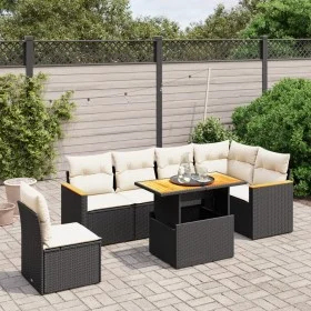 Set de comedor de jardín 7 pzas y cojines ratán sintético negro de , Conjuntos de jardín - Ref: Foro24-3273100, Precio: 452,5...