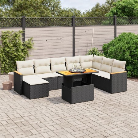 Set de sofás de jardín 8 piezas y cojines ratán sintético negro de , Conjuntos de jardín - Ref: Foro24-3273212, Precio: 515,3...