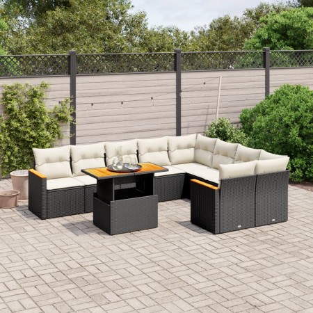 Set de sofás de jardín 10 pzas cojines ratán sintético negro de , Conjuntos de jardín - Ref: Foro24-3273233, Precio: 582,49 €...