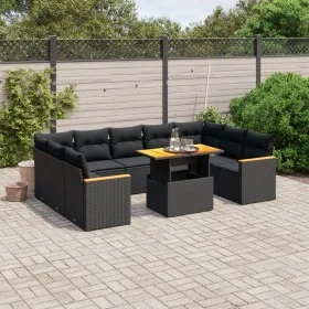 Set de sofás de jardín 11 pzas y cojines ratán sintético negro de , Conjuntos de jardín - Ref: Foro24-3273246, Precio: 737,08...