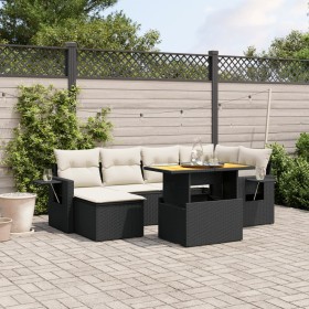 Set de comedor de jardín 7 pzas y cojines ratán sintético negro de , Conjuntos de jardín - Ref: Foro24-3271854, Precio: 442,8...