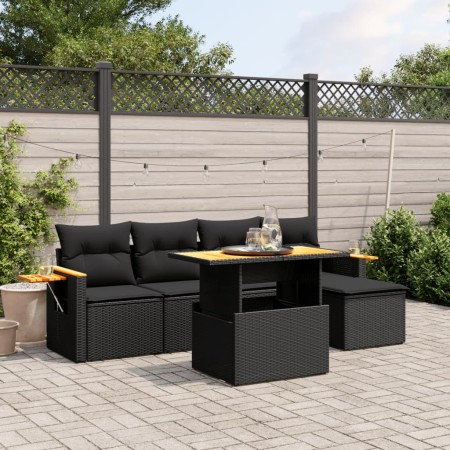 Set de sofás de jardín 6 piezas y cojines ratán sintético negro de , Conjuntos de jardín - Ref: Foro24-3271727, Precio: 391,2...