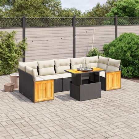 Set de sofás de jardín 8 piezas y cojines ratán sintético negro de , Conjuntos de jardín - Ref: Foro24-3273870, Precio: 509,6...