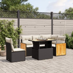Set de sofás de jardín 6 piezas y cojines ratán sintético negro de , Conjuntos de jardín - Ref: Foro24-3273961, Precio: 401,8...