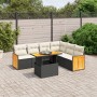 Set de comedor de jardín 7 pzas y cojines ratán sintético negro de , Conjuntos de jardín - Ref: Foro24-3273975, Precio: 433,4...