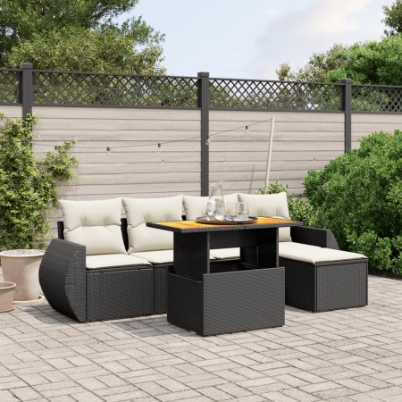 Set de sofás de jardín 6 piezas y cojines ratán sintético negro de , Conjuntos de jardín - Ref: Foro24-3275807, Precio: 392,7...