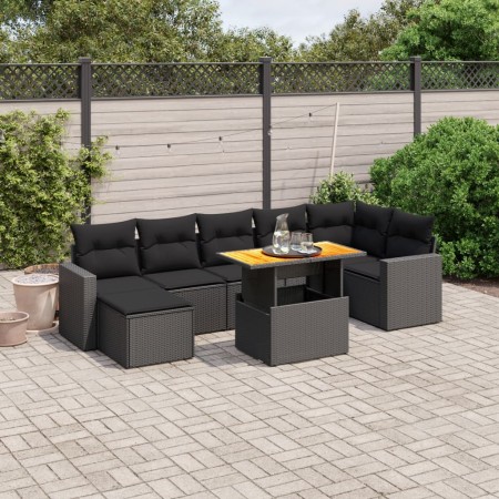 Set de sofás de jardín 8 piezas y cojines ratán sintético negro de , Conjuntos de jardín - Ref: Foro24-3275596, Precio: 535,8...