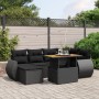 Set de comedor de jardín 7 pzas y cojines ratán sintético negro de , Conjuntos de jardín - Ref: Foro24-3275813, Precio: 487,8...