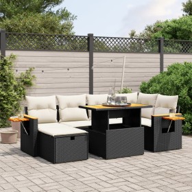 Set de comedor de jardín 7 pzas y cojines ratán sintético negro de , Conjuntos de jardín - Ref: Foro24-3276143, Precio: 467,2...