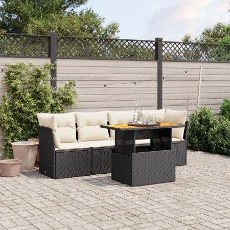 Set de muebles de jardín 5 pzas y cojines ratán sintético negro de , Conjuntos de jardín - Ref: Foro24-3270664, Precio: 318,7...