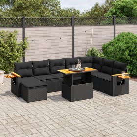 Set de sofás de jardín 8 piezas y cojines ratán sintético negro de , Conjuntos de jardín - Ref: Foro24-3273652, Precio: 603,3...