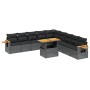 Set de sofás de jardín 11 pzas y cojines ratán sintético negro de , Conjuntos de jardín - Ref: Foro24-3273701, Precio: 743,40...