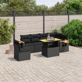 7-piece garden dining set and black synthetic rattan cushions by , Garden sets - Ref: Foro24-3273540, Price: 520,74 €, Discou...