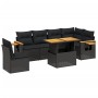 Set de comedor de jardín 7 pzas y cojines ratán sintético negro de , Conjuntos de jardín - Ref: Foro24-3273540, Precio: 498,9...