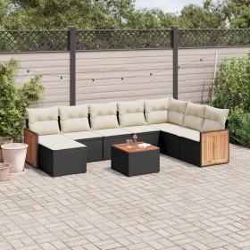 Set de sofás de jardín 8 piezas y cojines ratán sintético negro de , Conjuntos de jardín - Ref: Foro24-3227932, Precio: 471,1...