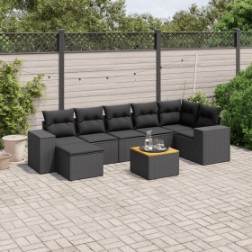 Set de sofás de jardín 8 piezas y cojines ratán sintético negro de , Conjuntos de jardín - Ref: Foro24-3257882, Precio: 508,5...