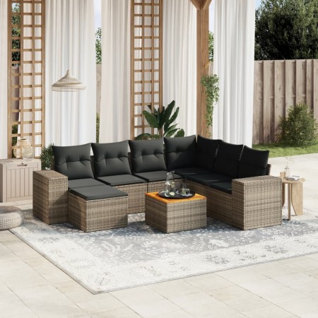 Set de sofás de jardín 8 pzas y cojines ratán sintético gris de , Conjuntos de jardín - Ref: Foro24-3257894, Precio: 503,55 €...