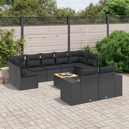 Set de sofás de jardín 10 pzas cojines ratán sintético negro de , Conjuntos de jardín - Ref: Foro24-3257924, Precio: 664,60 €...