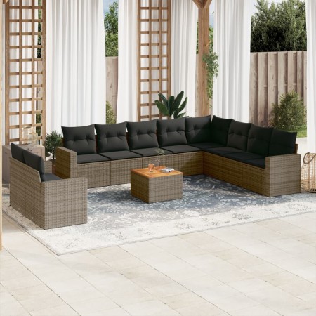 Set de sofás de jardín 11 pzas y cojines ratán sintético gris de , Conjuntos de jardín - Ref: Foro24-3256529, Precio: 679,73 ...