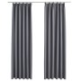 Cortinas opacas con ganchos 2 piezas gris 140x245 cm de vidaXL, Cortinas y visillos - Ref: Foro24-134432, Precio: 47,31 €, De...