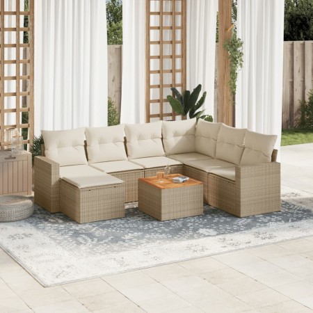Juego de sofás de jardín con cojines beige 8 pzas ratán PE de , Conjuntos de jardín - Ref: Foro24-3256569, Precio: 534,51 €, ...