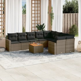 Set de sofás de jardín 10 pzas con cojines ratán sintético gris de , Conjuntos de jardín - Ref: Foro24-3256613, Precio: 616,2...