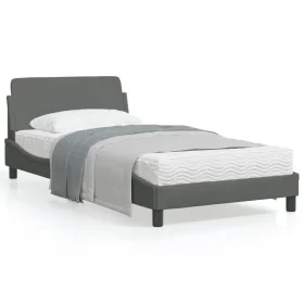 Estructura de cama con cabecero de tela gris oscuro 100x200 cm de , Camas y somieres - Ref: Foro24-373126, Precio: 103,56 €, ...