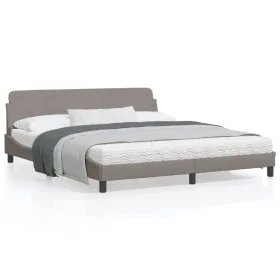 Bed frame with headboard in taupe gray fabric 180x200 cm by , Beds and slatted bases - Ref: Foro24-373229, Price: 169,71 €, D...