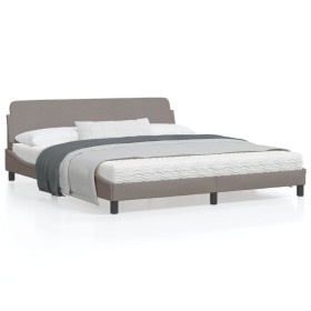 Estructura de cama con cabecero de tela gris taupe 180x200 cm de , Camas y somieres - Ref: Foro24-373229, Precio: 158,68 €, D...