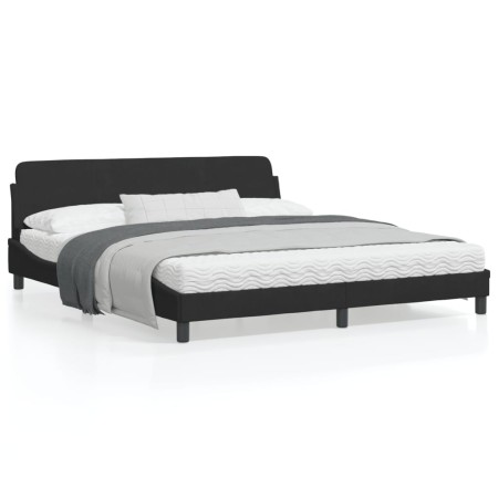 Estructura de cama con cabecero de terciopelo negro 180x200 cm de , Camas y somieres - Ref: Foro24-373234, Precio: 195,87 €, ...