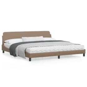 Estructura de cama cabecero cuero sintético capuchino 200x200cm de , Camas y somieres - Ref: Foro24-373262, Precio: 161,45 €,...