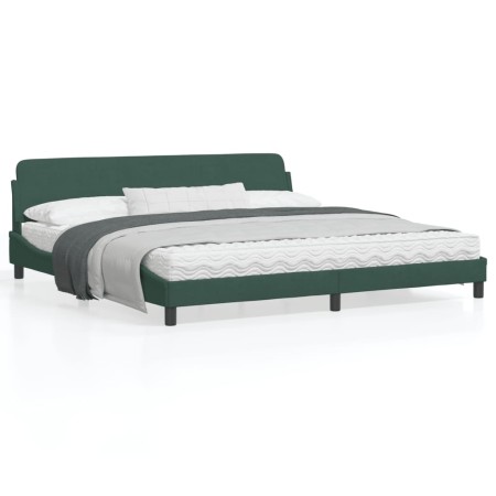 Estructura cama con cabecero terciopelo verde oscuro 200x200 cm de , Camas y somieres - Ref: Foro24-373255, Precio: 160,08 €,...