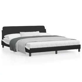 Estructura de cama con cabecero cuero sintético negro y blanco de , Camas y somieres - Ref: Foro24-373243, Precio: 196,72 €, ...