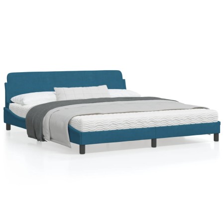 Estructura de cama con cabecero terciopelo azul 180x200 cm de , Camas y somieres - Ref: Foro24-373236, Precio: 163,13 €, Desc...