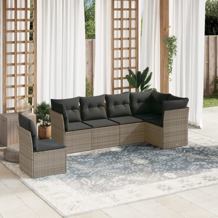 Set de muebles de jardín 6 pzas y cojines ratán sintético gris en Conjuntos de jardín | Comprar online en Foru.es