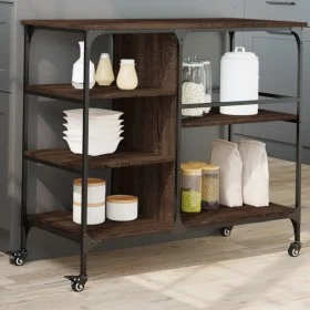 Oak brown engineered wood kitchen cart 100x45x89.5 cm by , Kitchen and dining carts - Ref: Foro24-842385, Price: 103,73 €, Di...