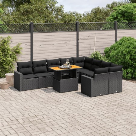 Set de sofás de jardín 10 pzas cojines ratán sintético negro de , Conjuntos de jardín - Ref: Foro24-3271468, Precio: 658,76 €...