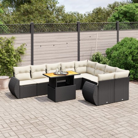 Set de sofás de jardín 10 pzas cojines ratán sintético negro de , Conjuntos de jardín - Ref: Foro24-3272351, Precio: 612,70 €...