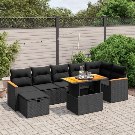 Set de sofás de jardín 8 piezas y cojines ratán sintético negro de , Conjuntos de jardín - Ref: Foro24-3276044, Precio: 534,8...