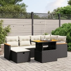 Set de comedor de jardín 7 pzas y cojines ratán sintético negro de , Conjuntos de jardín - Ref: Foro24-3276038, Precio: 444,5...