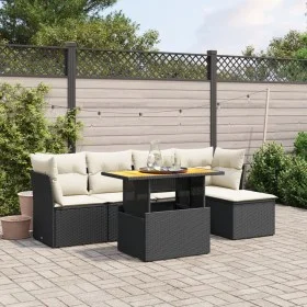 Set de sofás de jardín 6 piezas y cojines ratán sintético negro de , Conjuntos de jardín - Ref: Foro24-3270804, Precio: 371,7...