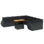 Set de sofás de jardín 11 pzas y cojines ratán sintético negro de , Conjuntos de jardín - Ref: Foro24-3272385, Precio: 795,55...