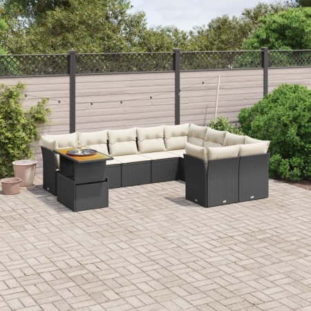 Set de sofás de jardín 10 pzas cojines ratán sintético negro de , Conjuntos de jardín - Ref: Foro24-3271014, Precio: 590,15 €...