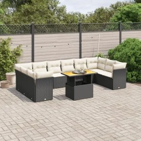 Set de sofás de jardín 11 pzas y cojines ratán sintético negro de , Conjuntos de jardín - Ref: Foro24-3271021, Precio: 687,44...