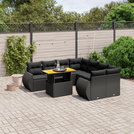 Set de sofás de jardín 8 piezas y cojines ratán sintético negro de , Conjuntos de jardín - Ref: Foro24-3272119, Precio: 622,0...