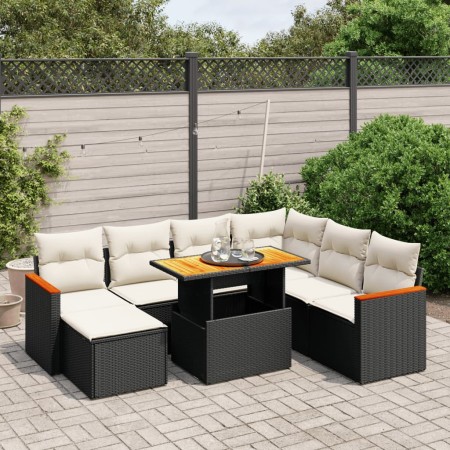 Set de sofás de jardín 8 piezas y cojines ratán sintético negro de , Conjuntos de jardín - Ref: Foro24-3276052, Precio: 472,9...