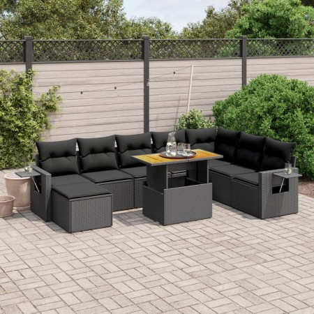 Set de sofás de jardín 8 piezas y cojines ratán sintético negro de , Conjuntos de jardín - Ref: Foro24-3275736, Precio: 600,8...