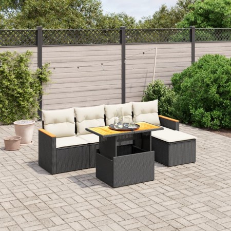 Set de sofás de jardín 6 piezas y cojines ratán sintético negro de , Conjuntos de jardín - Ref: Foro24-3273051, Precio: 354,6...