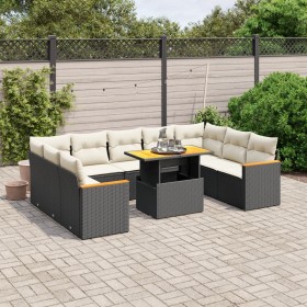Set de sofás de jardín 10 pzas cojines ratán sintético negro de , Conjuntos de jardín - Ref: Foro24-3273219, Precio: 582,49 €...