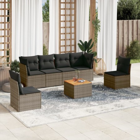 Set de sofás de jardín 7 piezas con cojines ratán PE gris de , Conjuntos de jardín - Ref: Foro24-3255885, Precio: 402,53 €, D...